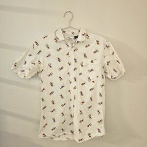 Miller Lite Button Down Short Sleeve Tee Sz S